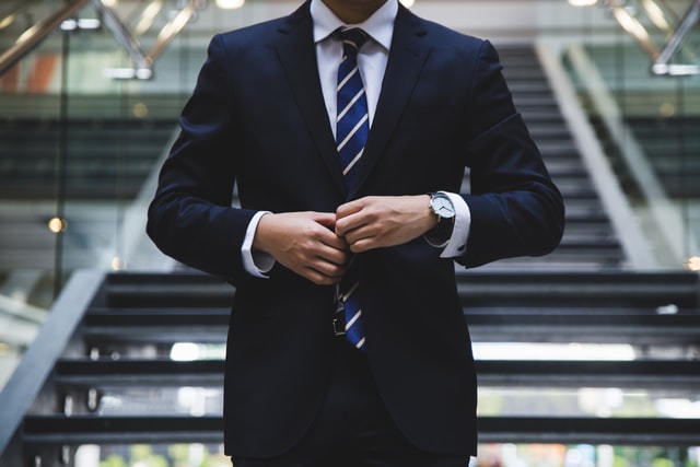 businessman in blue suit