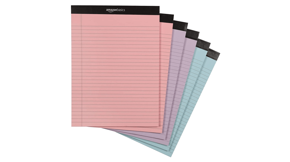 Amazon Basics Legal Pads, Pink, Orchid & Blue Color Paper