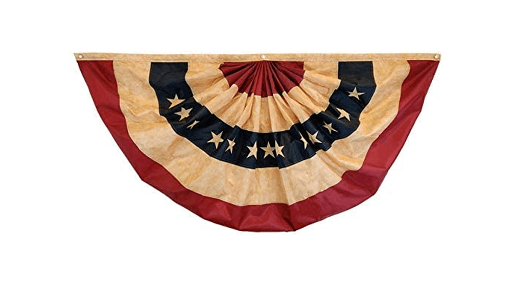 Founding Fathers Flags USA Bunting Vintage Pleated Embroidered Flag