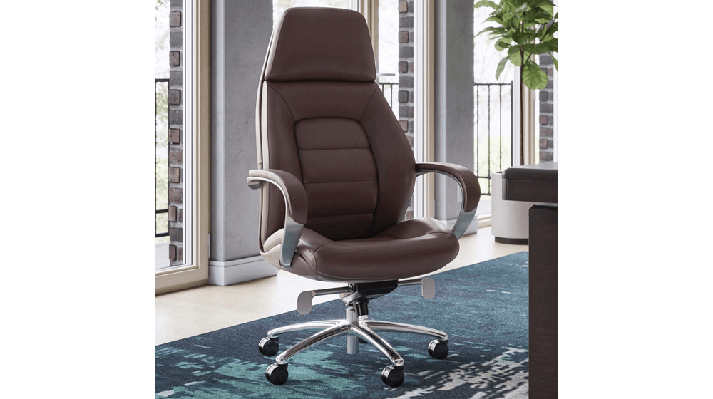 Gates Genuine Leather Aluminum Base High Back Executive Chair