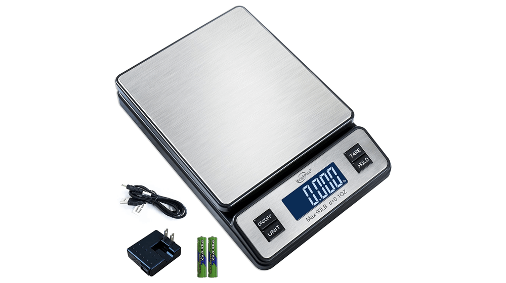 Weighmax W-2809 90 LB X 0.1 OZ Durable Stainless Steel Digital Postal Scale