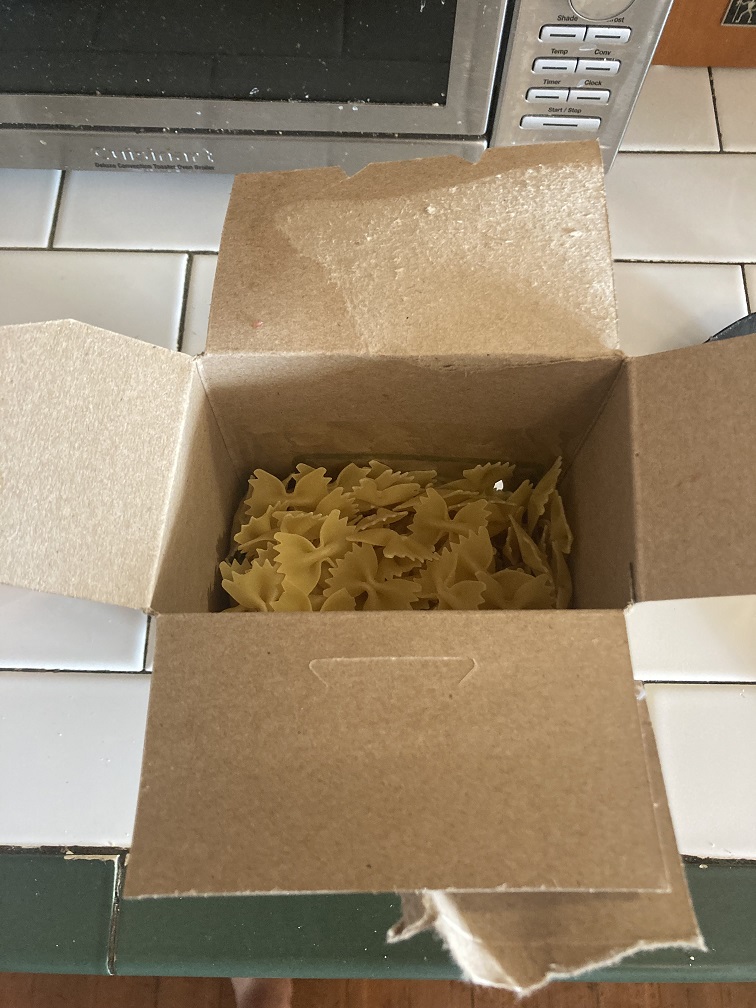 Third empty box of pasta