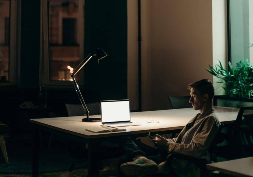 Employee working late