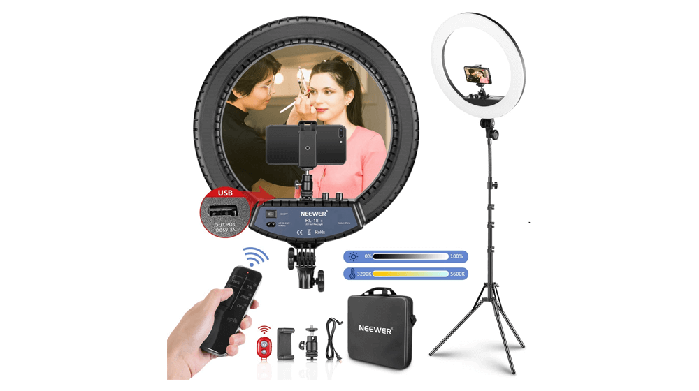 Neewer 18-inch LED Ring Light with Stand and 2.4G Wireless Remote