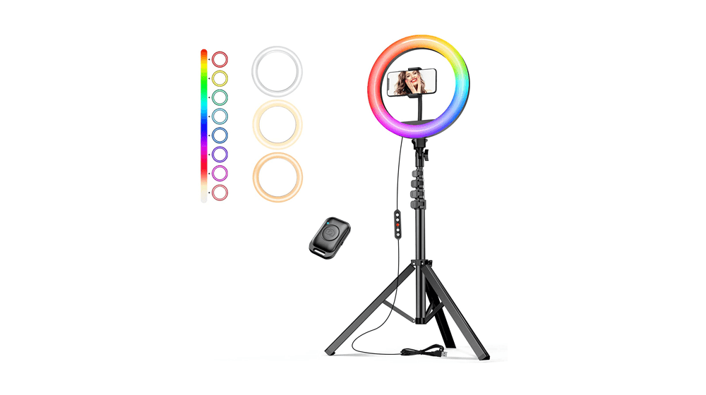 12'-inch RGB Ring Light with Stand and Phone Holder 