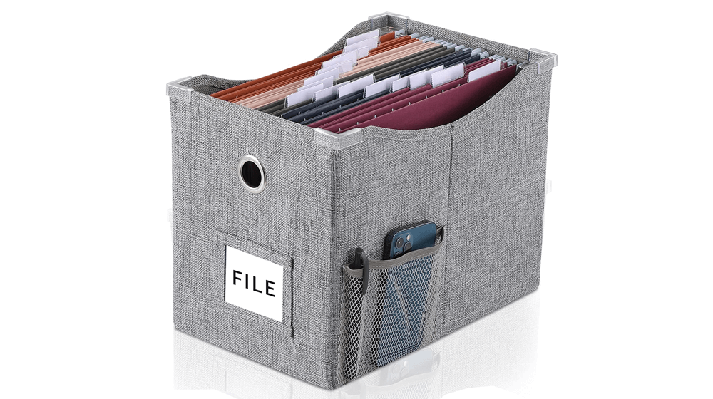 Linen File Boxes with Metal Sliding Rail For Letter Size File Storage Box