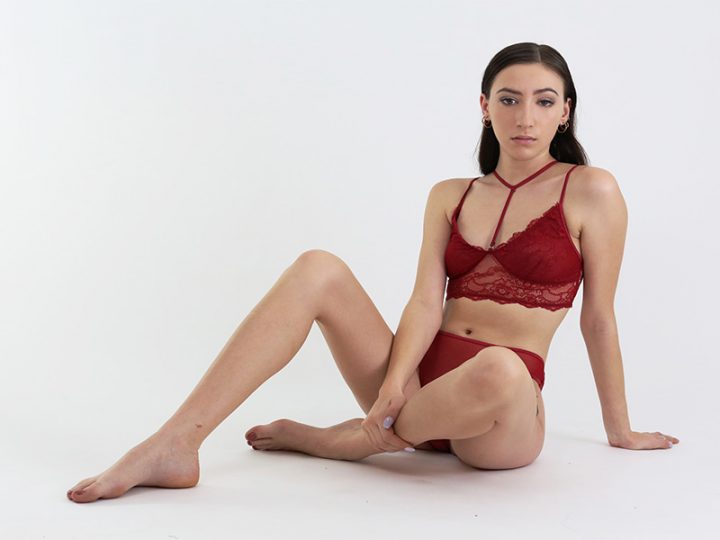 A woman wearing lingerie from Secret Societe