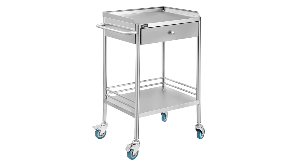 VEVOR Utility Cart with 2 Shelves Shelf Stainless Steel with Wheels Rolling Cart