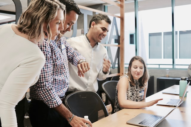 A team of employees working together.