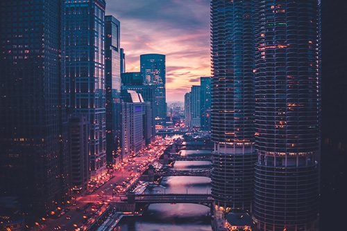 Ariel view of a big city