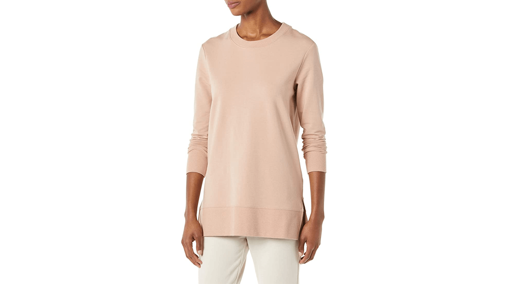 Daily Ritual Women's Long-Sleeve Side-Vent Crewneck Tunic