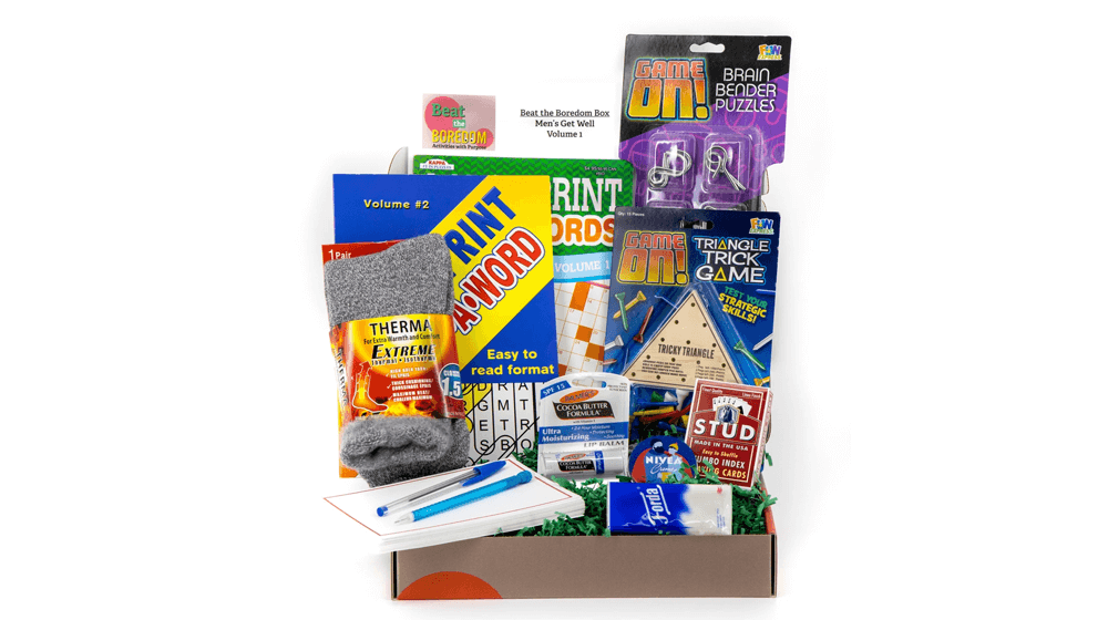Men's Get Well Soon Gift Box Non-Food Gift Basket Tricky Triangle Game Socks