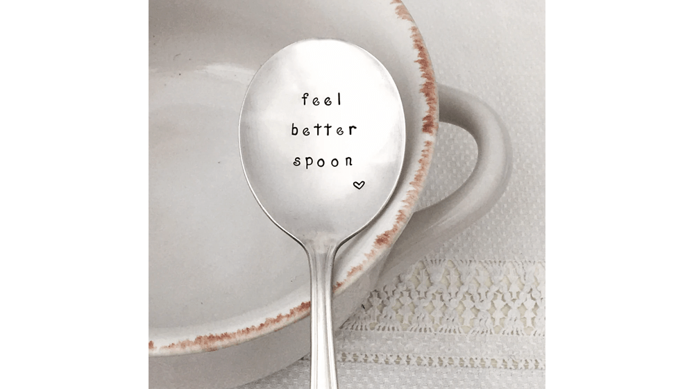 Get well gift - Feel Better Spoon, hand stamped vintage silverware