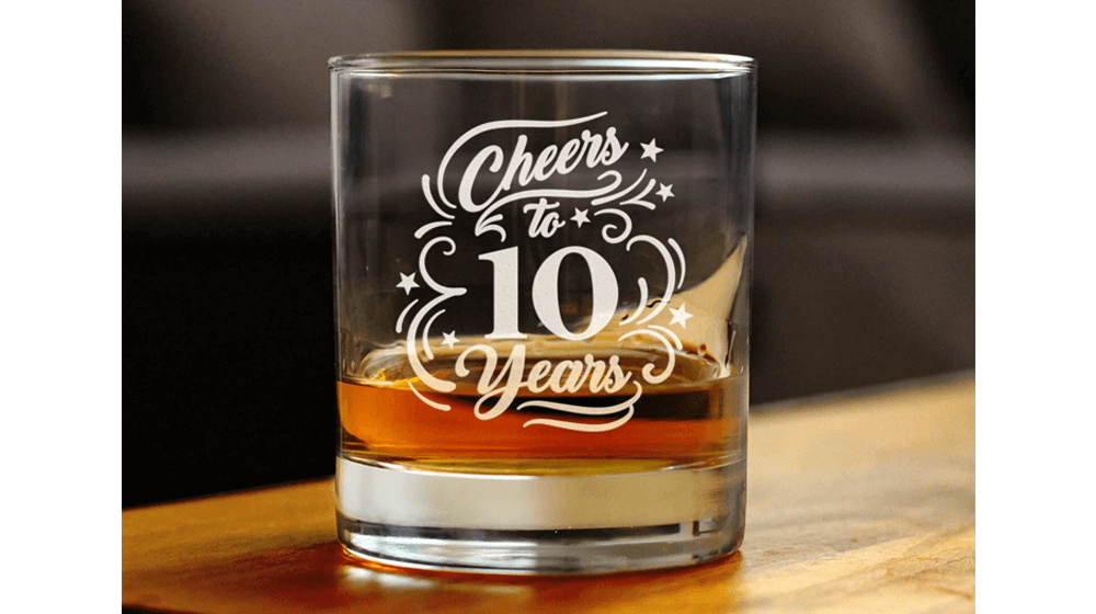 Cheers to 10 Years - 10 oz Rocks Glass