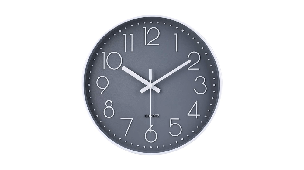 12 Inch Non-Ticking Wall Clock Silent Battery Operated Round Wall Clock
