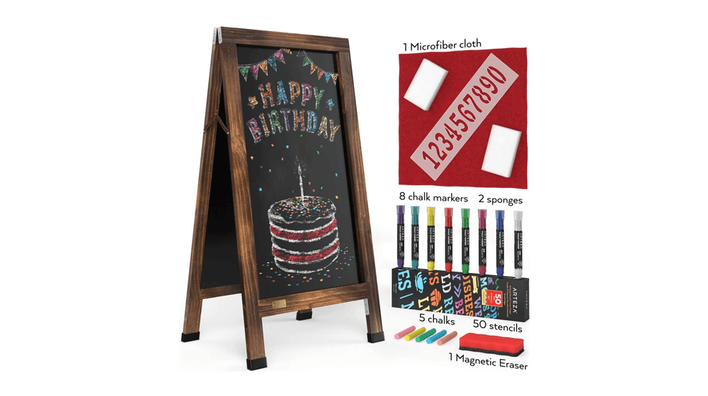 Arteza 40x20 Inch A-Frame Chalkboard Easel Set