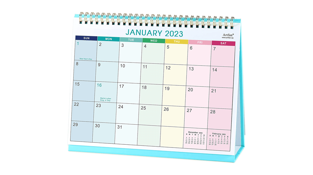 2023-2024 Desk Calendar - Standing Flip Desktop Calendar