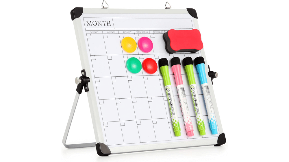 Small Whiteboard Dry Erase Boards with Monthly Grid Calendar