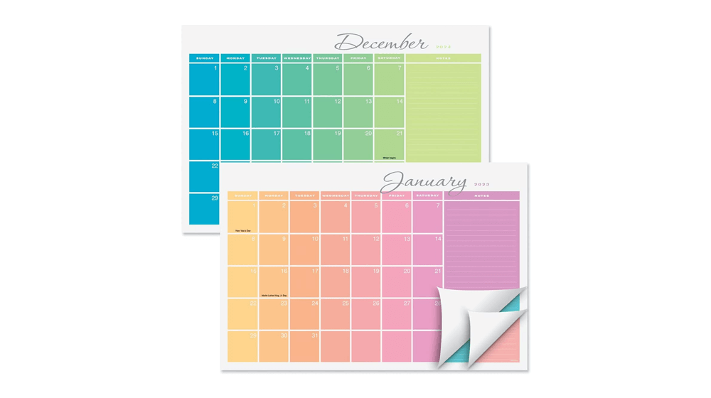 2023-2024 Rainbow Colors Desk Calendar Pad
