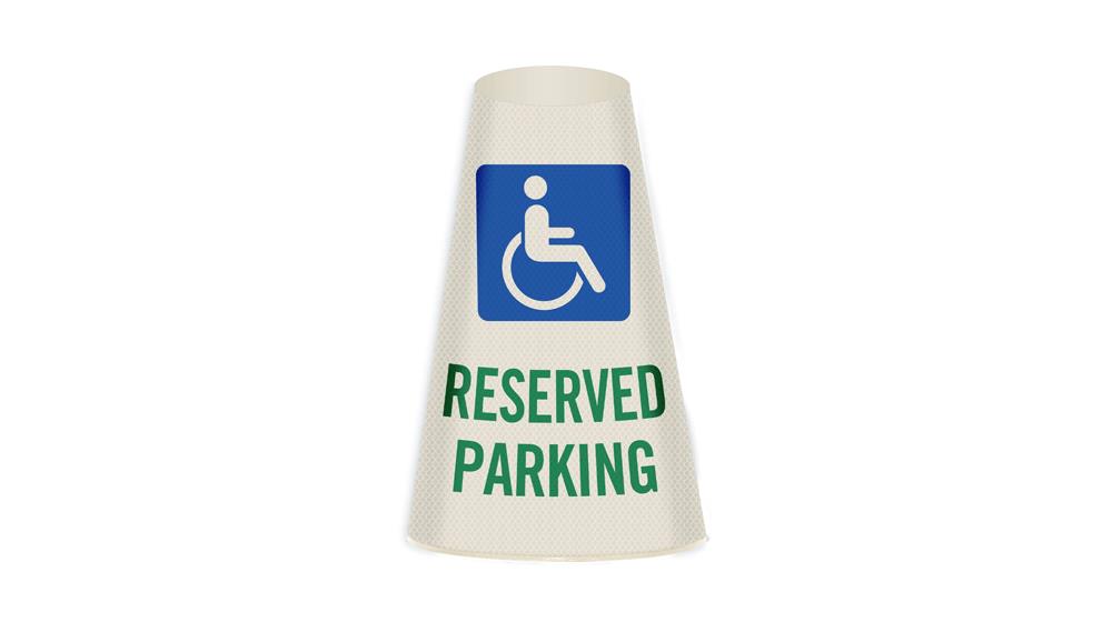 SmartSign &ldquo;Reserved Parking with Handicapped Symbol&rdquo; Bright Reflective Cone Message Sleeve