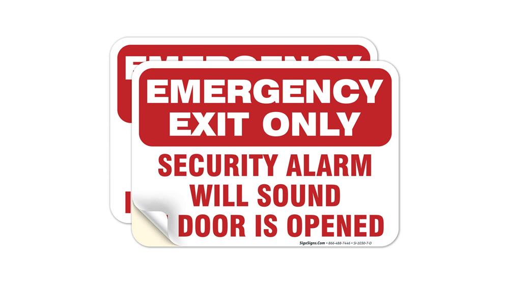 Emergency Exit Only Sign, Self Adhesive