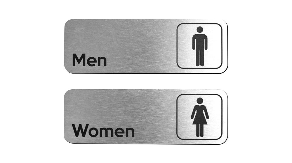 Brushed Aluminum Restroom Signs