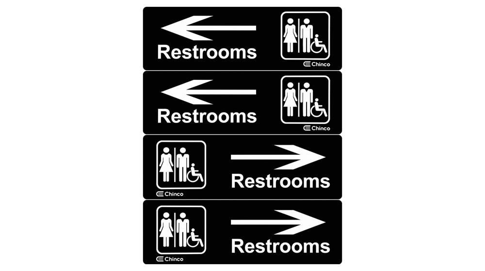 4 Pieces Acrylic Plastic Restrooms Sign Restroom Directional Sign