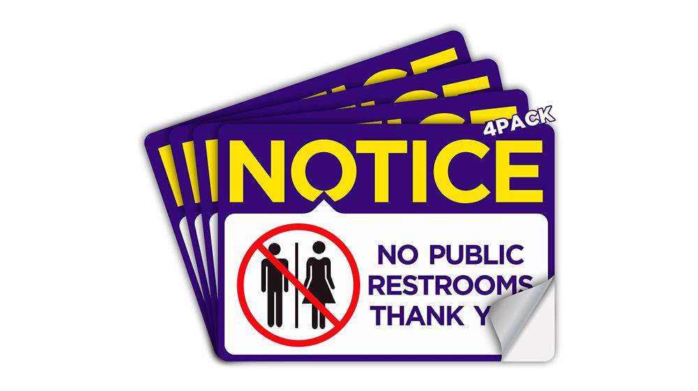 No Public Restrooms Signs 4 Pack