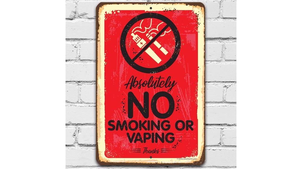 Metal Sign - Absolutely No Vaping Or Smoking