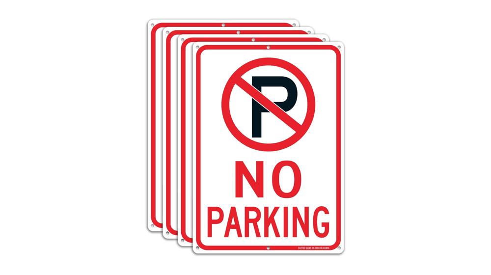No Parking Sign With Symbol Sign
