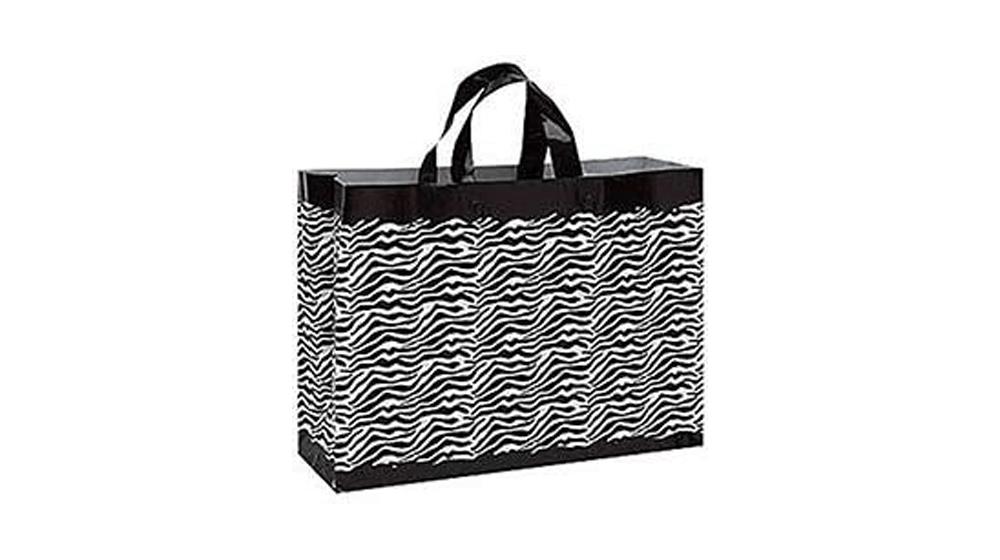 SSWBasics Zebra Frosted Plastic Shopping Bags