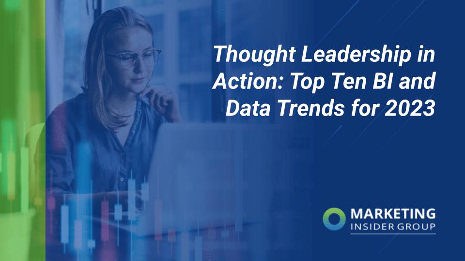 woman reading about top BI and data trends in 2023 on her computer