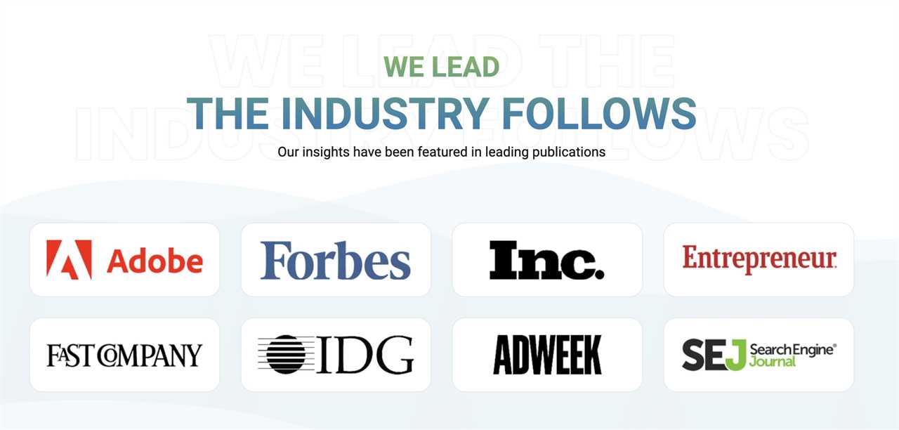 photo shows that leading publications that have featured an agency's insights reflect that marketing agency's capabilities