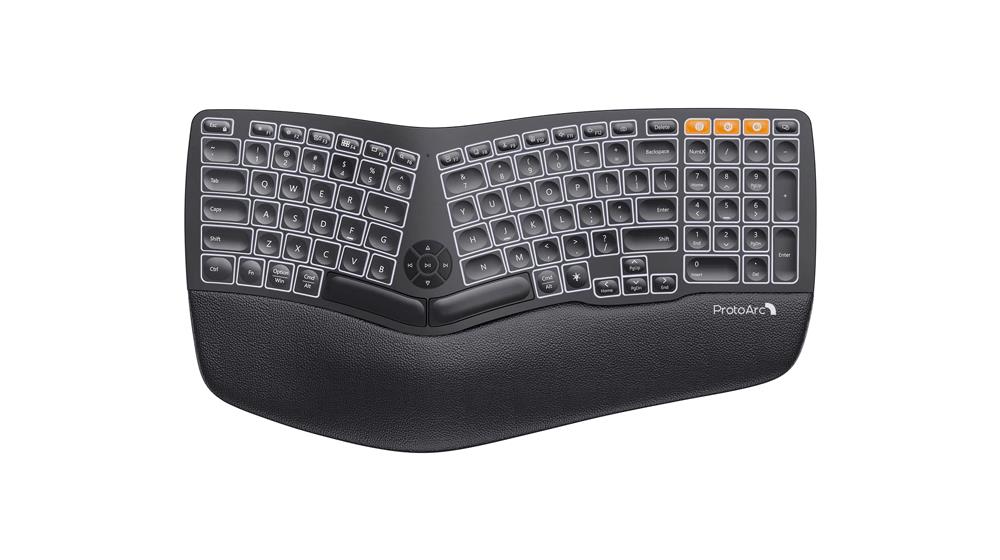 ProtoArc Backlit Wireless Ergonomic Keyboard