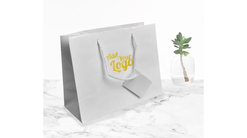 100 pcs Glossy White Euro Tote Gift Shopping Bags