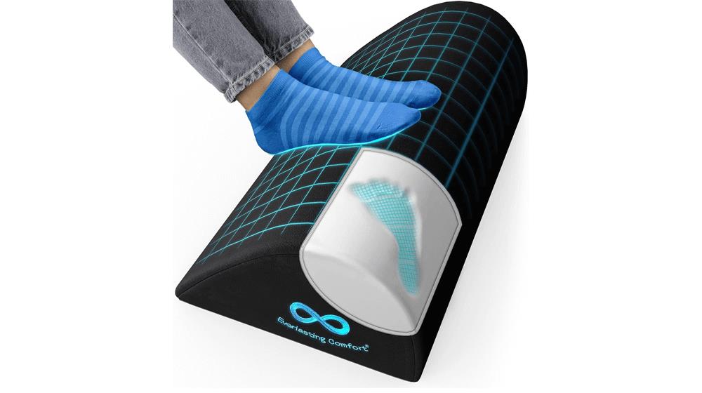 Everlasting Comfort Foot Rest Under Desk at Work, Ergonomic Teardrop Design