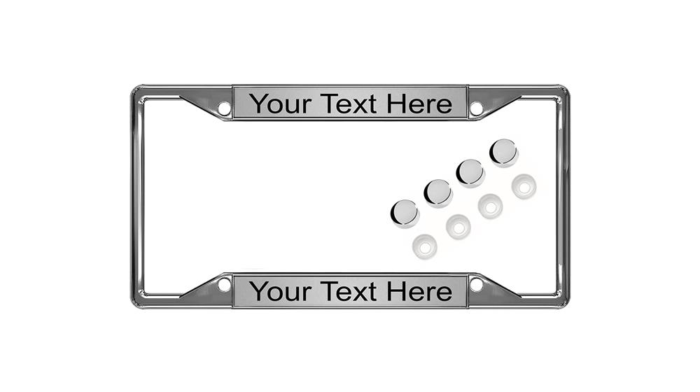 Personalized 4 Hole Chrome Metal Laser Engraved Standard Size with Custom Text Design - Car License Plate