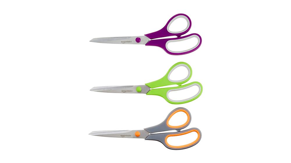 Amazon Basics Multipurpose, Comfort Grip, PVD coated, Stainless Steel Office Scissors