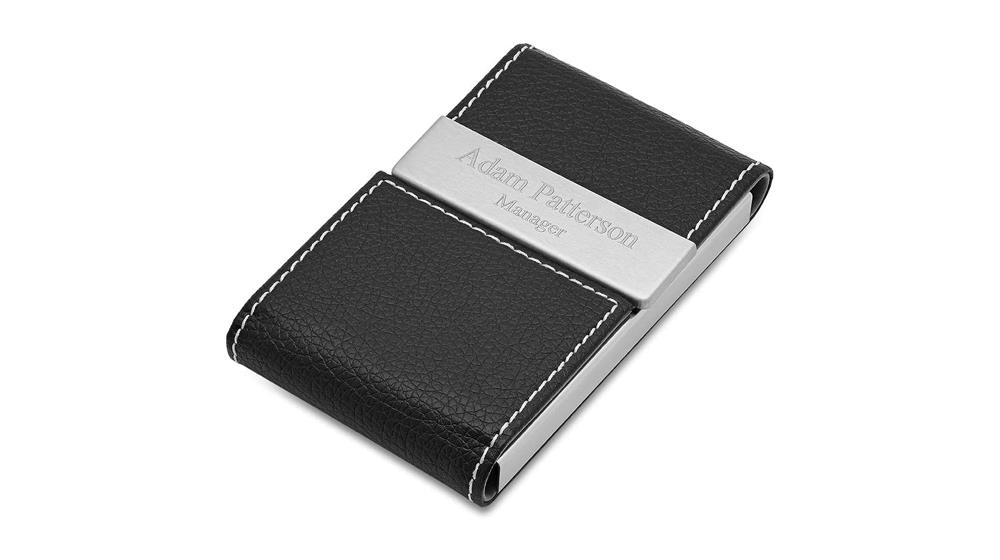 Forever Gifts USA Personalized Leatherette Business Card Case