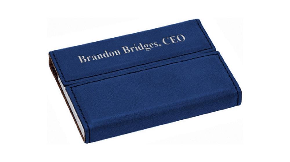 Executive Gift Shoppe Personalized Blue & Silver Business Card Case