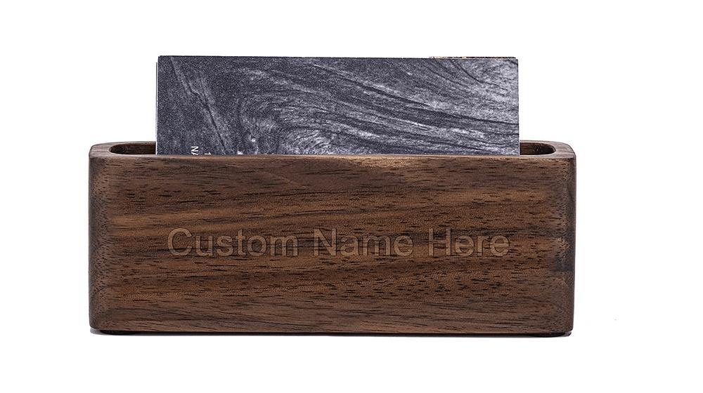 WOODme Personalized Custom Wood Business Card Holder Desktop