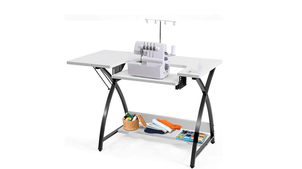 COSTWAY Sewing Craft Table, Adjustable Multifunction Crafting Machine Desk with Storage