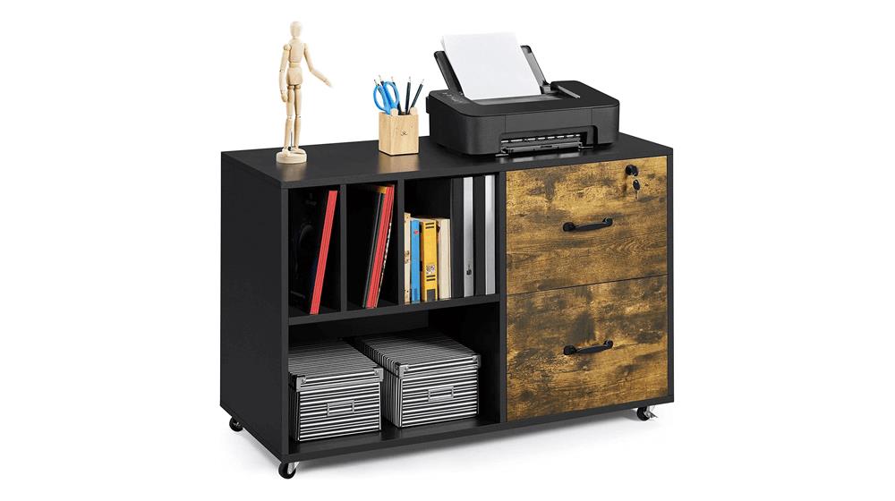 Yaheetech 2 Drawer Lateral File Cabinets with 4 Open Storage Shelves