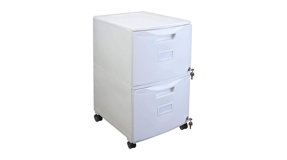 Storex Plastic Two-Drawer File Cabinet