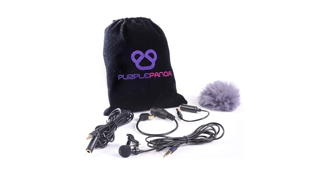 Purple Panda Lavalier Lapel Microphone Kit - Clip-on Omnidirectional Condenser Lav Mic Compatible with iPhone