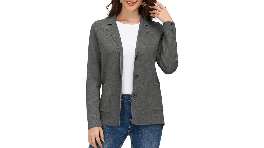 Women's Long Sleeve Casual Blazer Work Office Bussiness Jacket with Pocket
