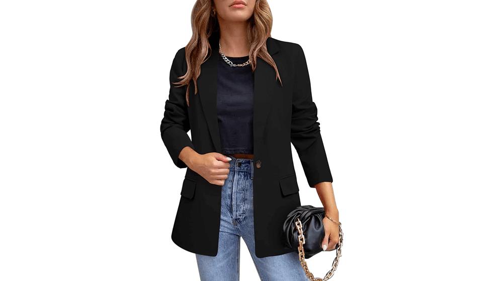 CRAZY GRID Womens Casual Blazer Jacket Pockets Long Sleeve Open Front Work Office Blazer Lapel Button Jacket