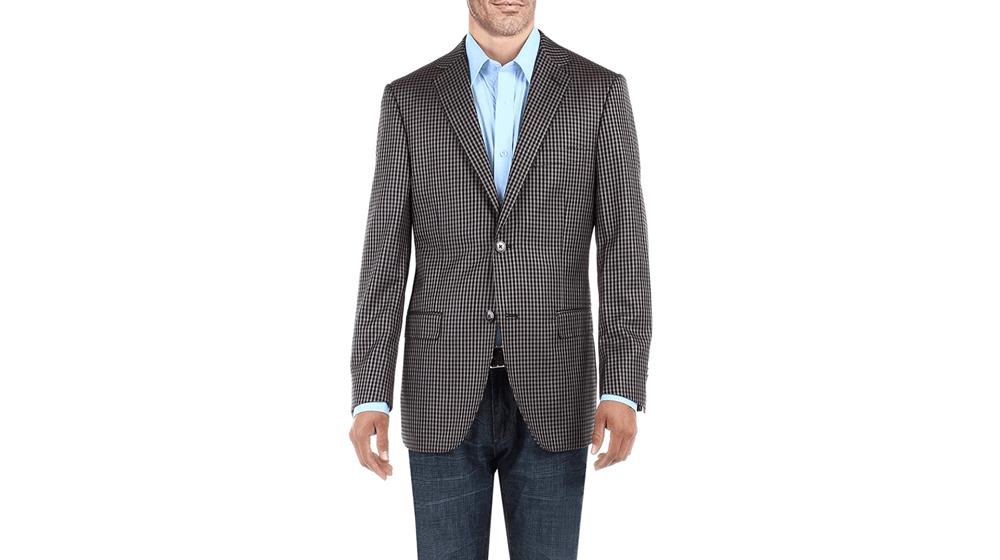 DTI BB Signature Men's Dress Suit Jacket Two Button Check Modern Fit Blazer Coat