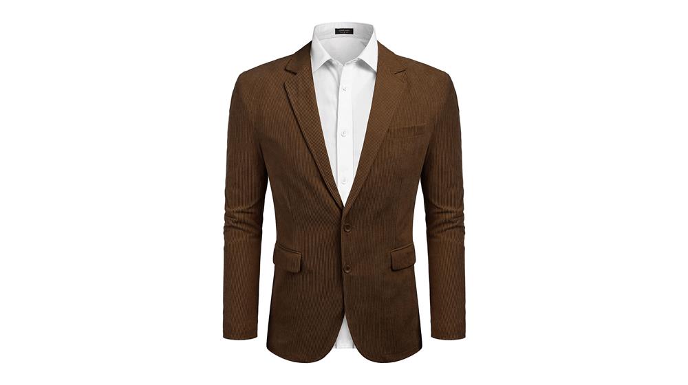 COOFANDY Men's Casual Corduroy Blazer Jacket Two Button Suit Jacket Slim Fit Sport Coat for Autumn Winter