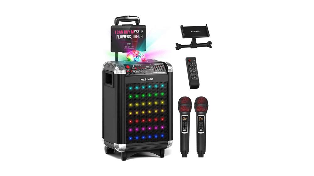 MASINGO Karaoke Machine for Adults & Kids with 2 Wireless Microphones